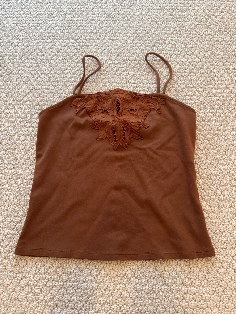 Express Brown Lace-Appliqué Spaghetti-Strap Camisole